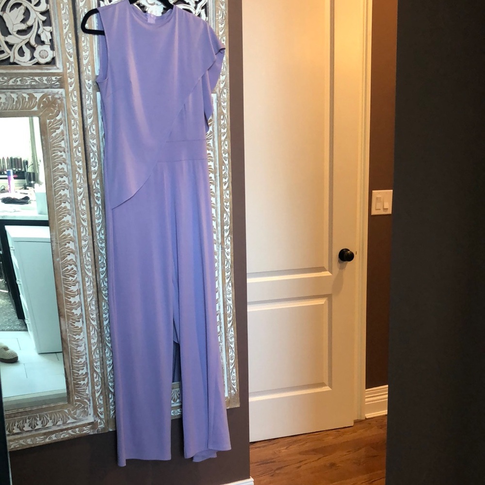 Lavender Jumpsuit with Ruffle Design Down the Back